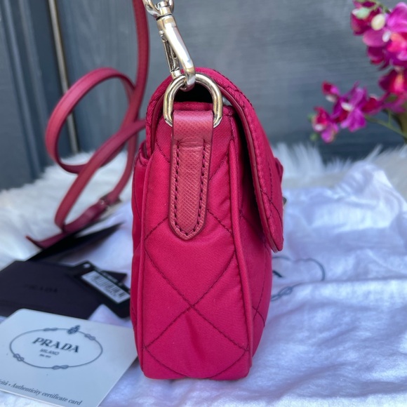 Authentic PRADA Tessuto Impuntu Shoulder Bag Pink Nylon - Picture 8 of 17
